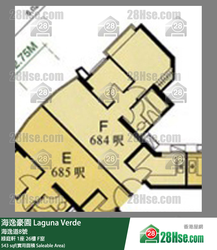 Laguna Verde, Flat F, 26/F, Tower 1, Greenwood FloorPlan