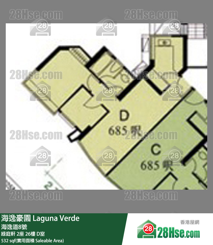 海逸豪園 綠庭軒2座26樓 D室 平面圖