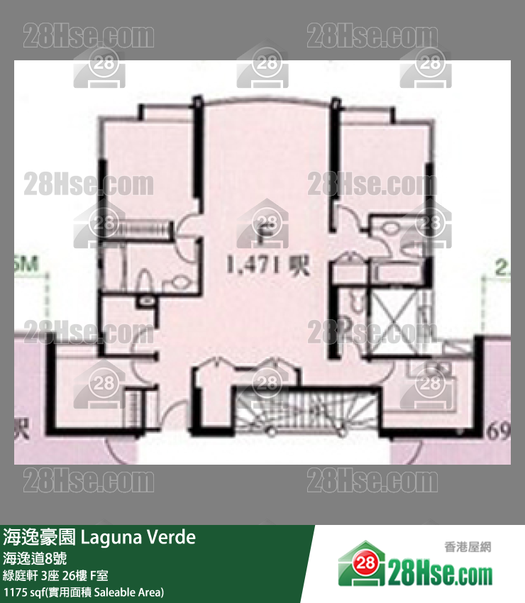 海逸豪園 綠庭軒3座26樓 F室 平面圖