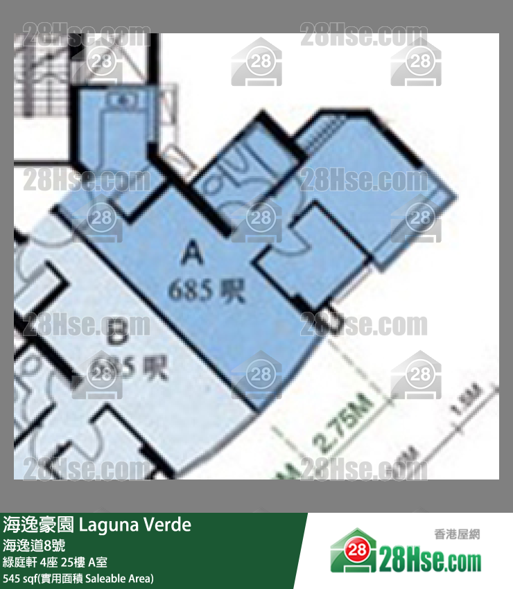 海逸豪園 綠庭軒4座25樓 A室 平面圖