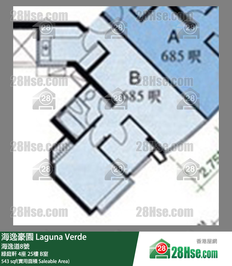 海逸豪園 綠庭軒 4座 25樓 B室 平面圖