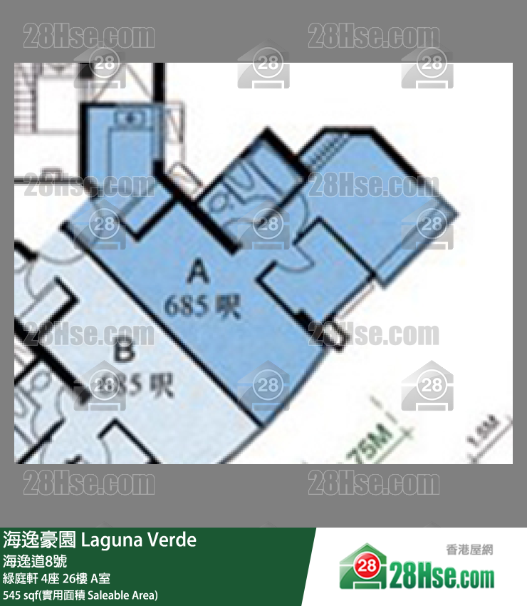 海逸豪園 綠庭軒4座26樓 A室 平面圖