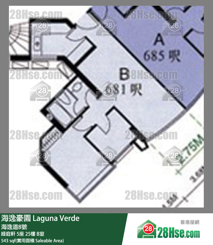 海逸豪園 綠庭軒5座25樓 B室 平面圖