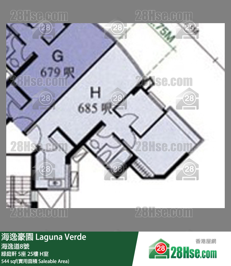 海逸豪園 綠庭軒 5座 25樓 H室 平面圖