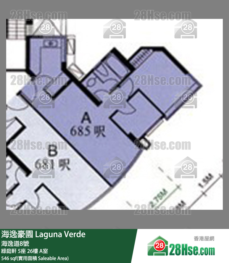海逸豪園 綠庭軒5座26樓 A室 平面圖