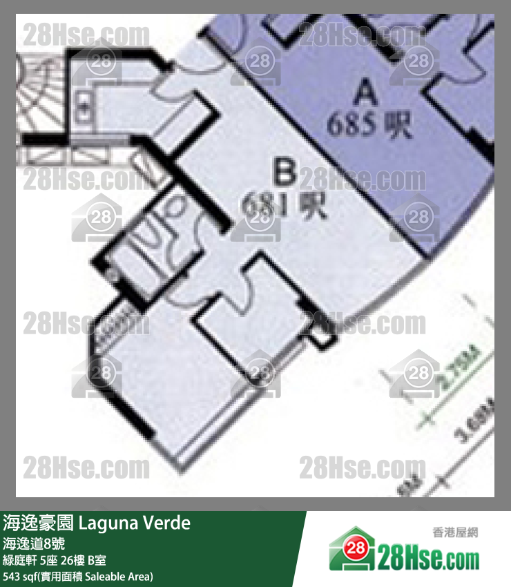 海逸豪园 绿庭轩5座26楼 B室 平面图