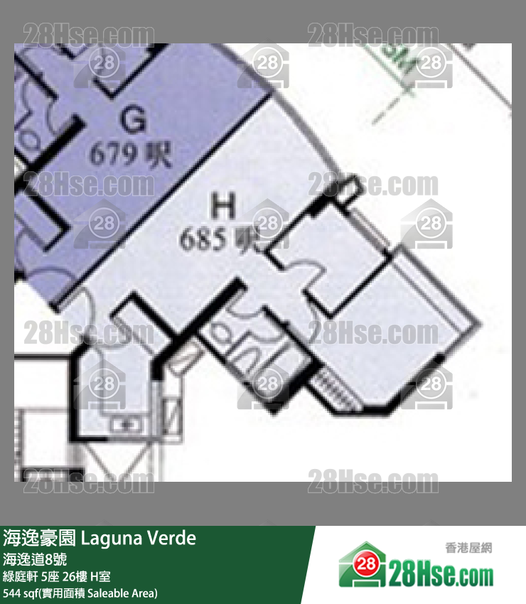 海逸豪園 綠庭軒5座26樓 H室 平面圖
