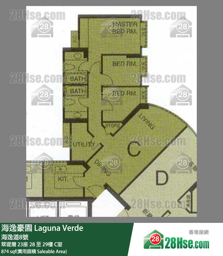 海逸豪園 翠堤灣 23座 28樓 C室 平面圖