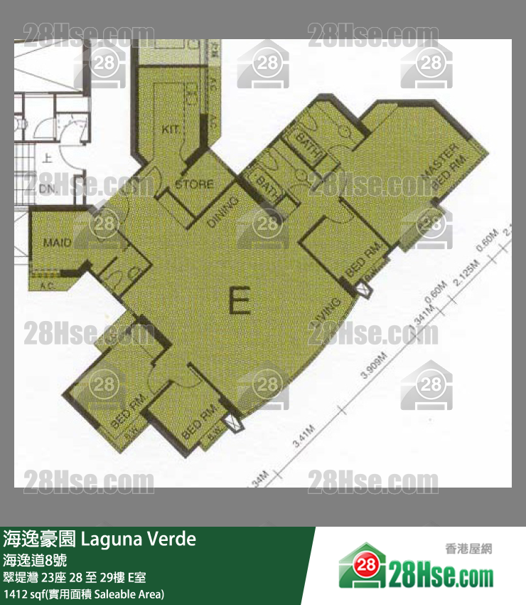 海逸豪園 翠堤灣 23座 28樓 E室 平面圖