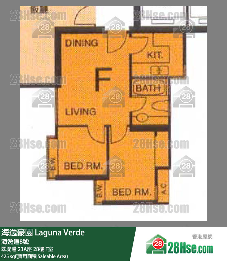 海逸豪園 翠堤灣23A座28樓 F室 平面圖