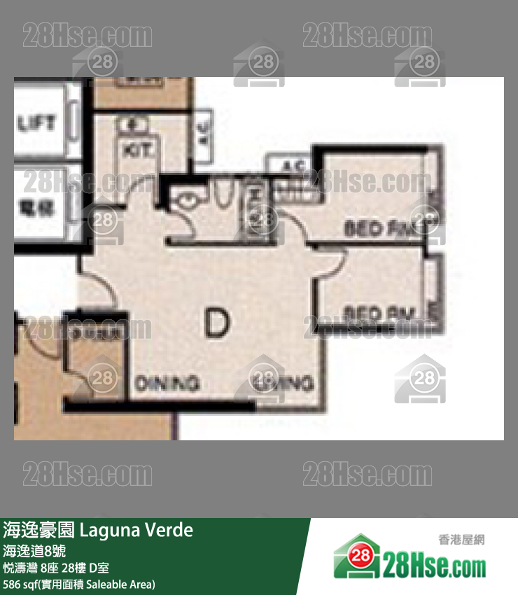 海逸豪園 悅濤灣8座28樓 D室 平面圖