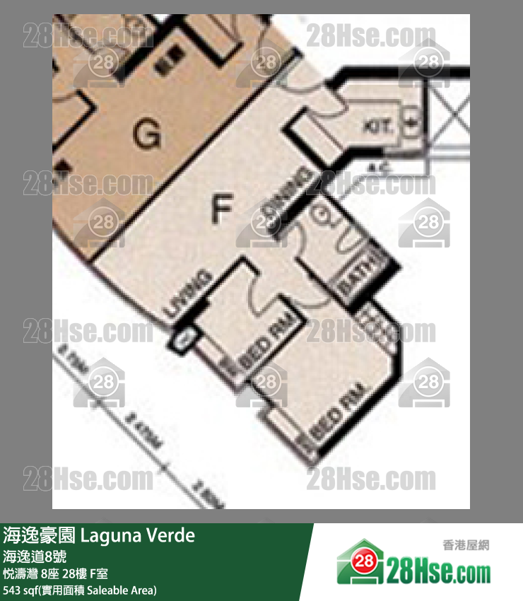 海逸豪園 悅濤灣8座28樓 F室 平面圖