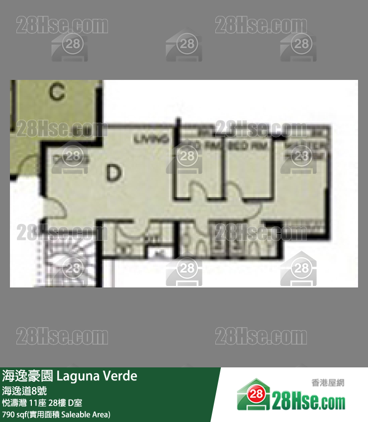 海逸豪園 悅濤灣11座28樓 D室 平面圖