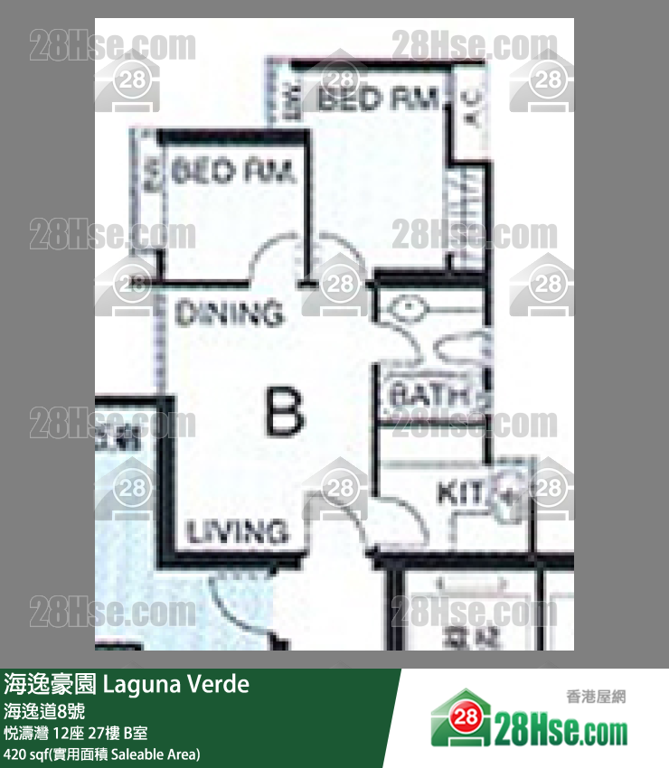海逸豪園 悅濤灣12座27樓 B室 平面圖