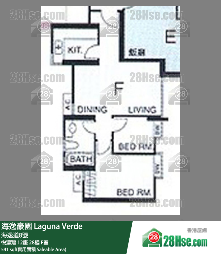 海逸豪園 悅濤灣12座28樓 F室 平面圖