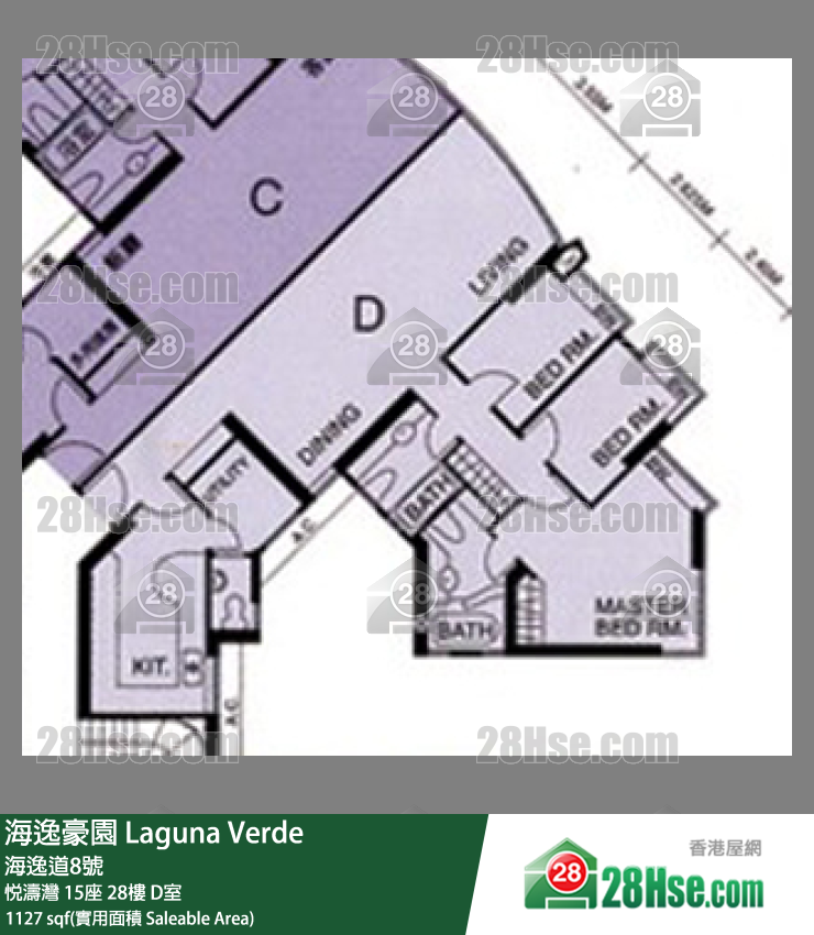 海逸豪園 悅濤灣15座28樓 D室 平面圖