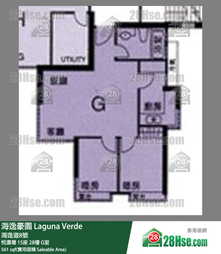 海逸豪園 悅濤灣15座28樓 G室 平面圖