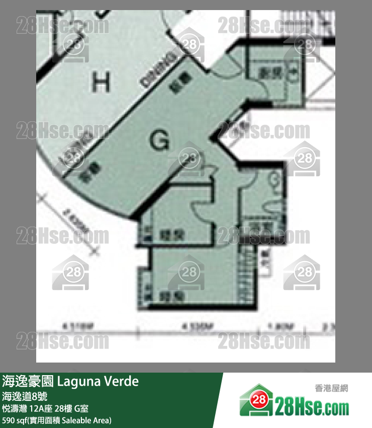海逸豪園 悅濤灣12A座28樓 G室 平面圖