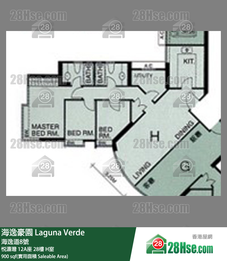 海逸豪園 悅濤灣12A座28樓 H室 平面圖