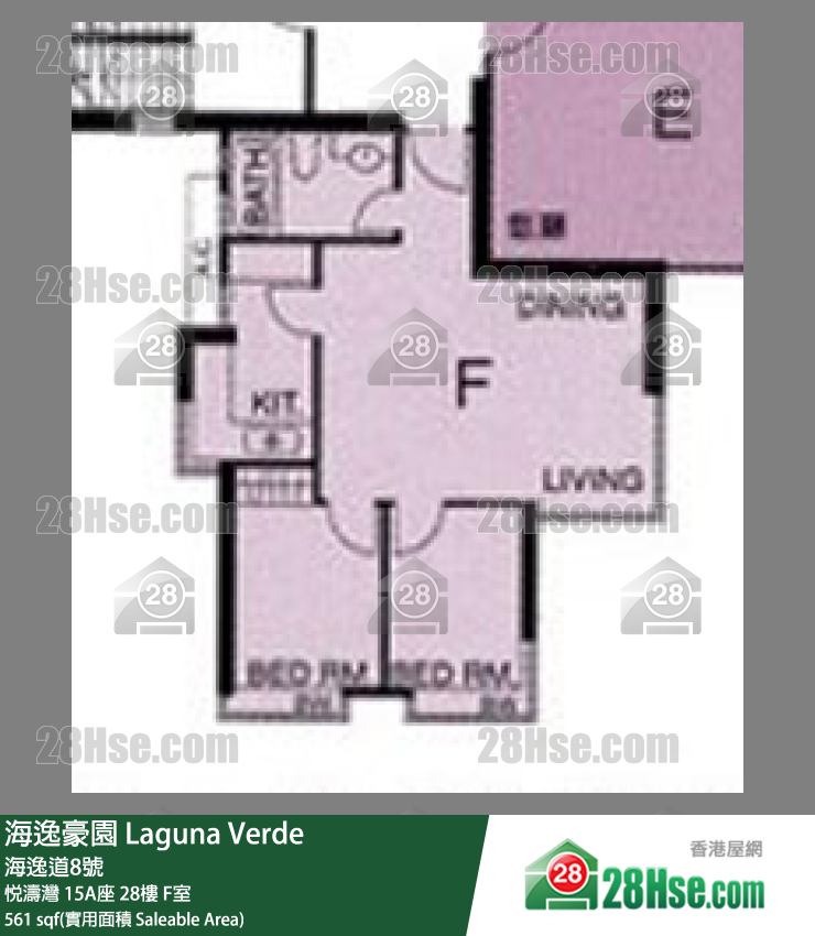 海逸豪園 悅濤灣15A座28樓 F室 平面圖