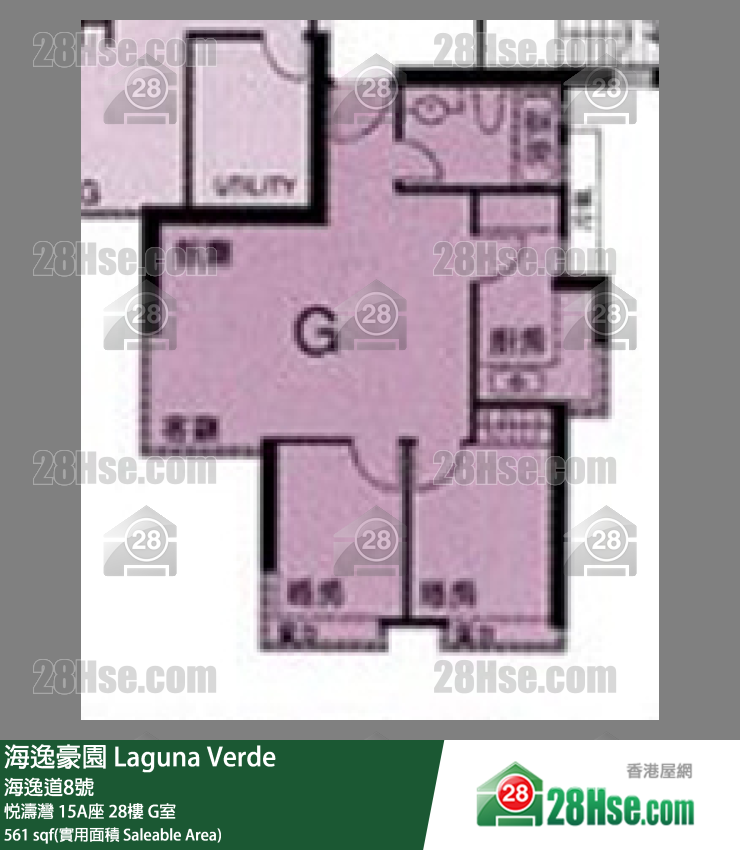 海逸豪園 悅濤灣15A座28樓 G室 平面圖