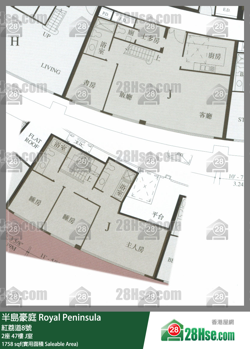 半岛豪庭 2座47楼 J室 平面图