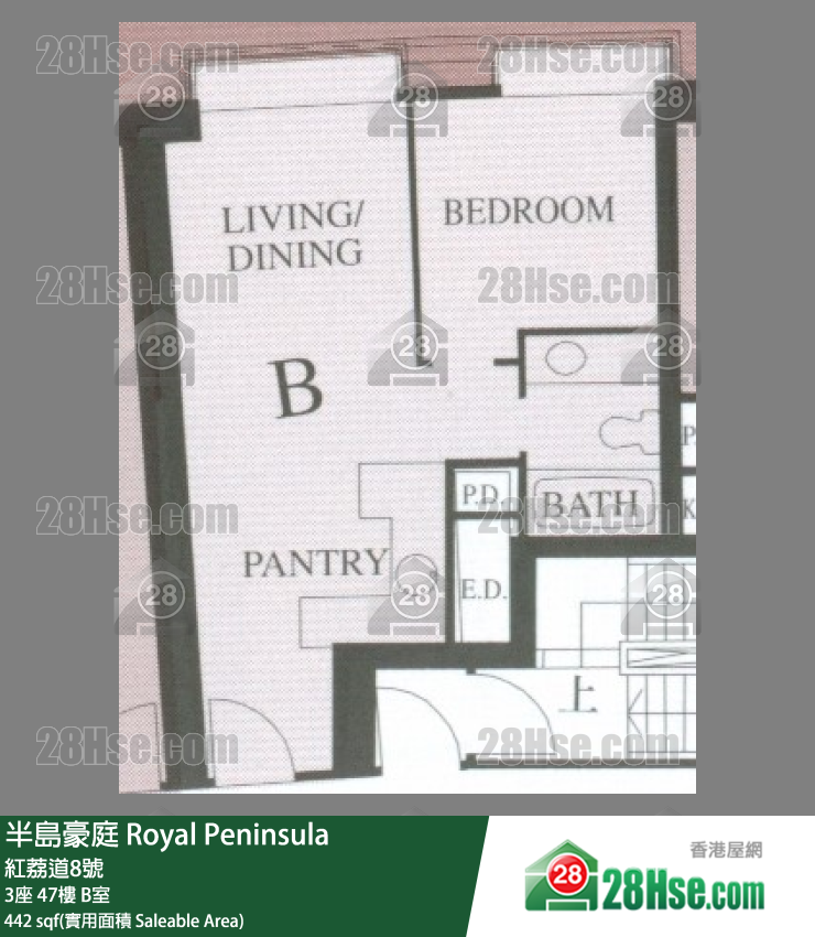 半島豪庭 3座47樓 B室 平面圖