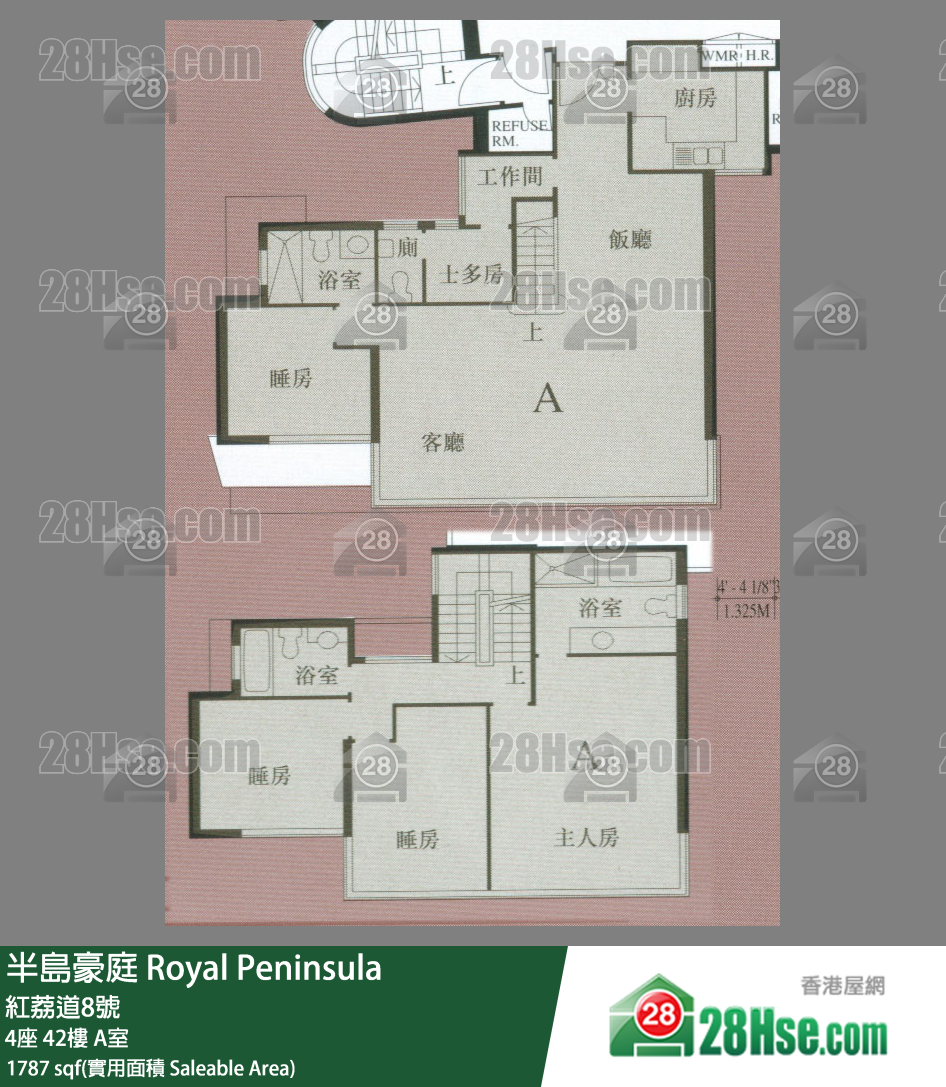 半島豪庭 4座42樓 A室 平面圖
