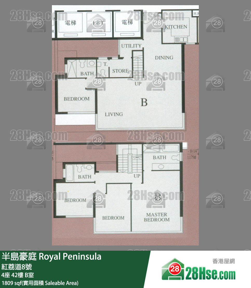 半岛豪庭 4座42楼 B室 平面图
