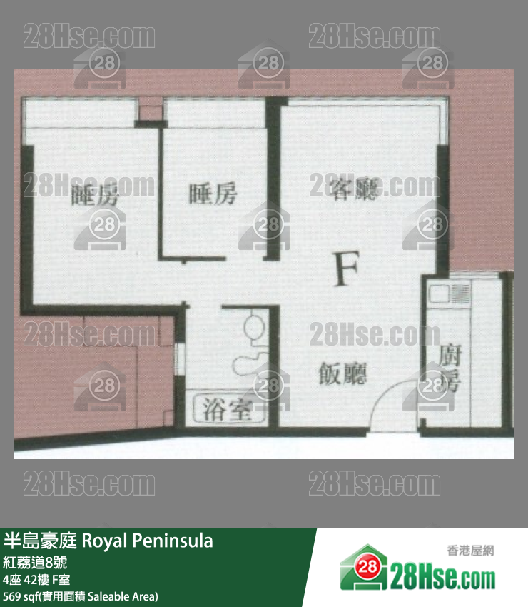 半島豪庭 4座 42樓 F室 平面圖