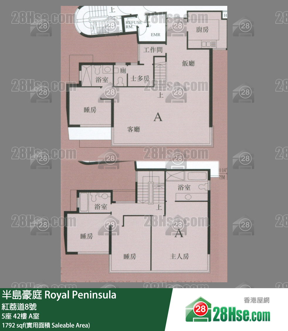 半島豪庭 5座 42樓 A室 平面圖
