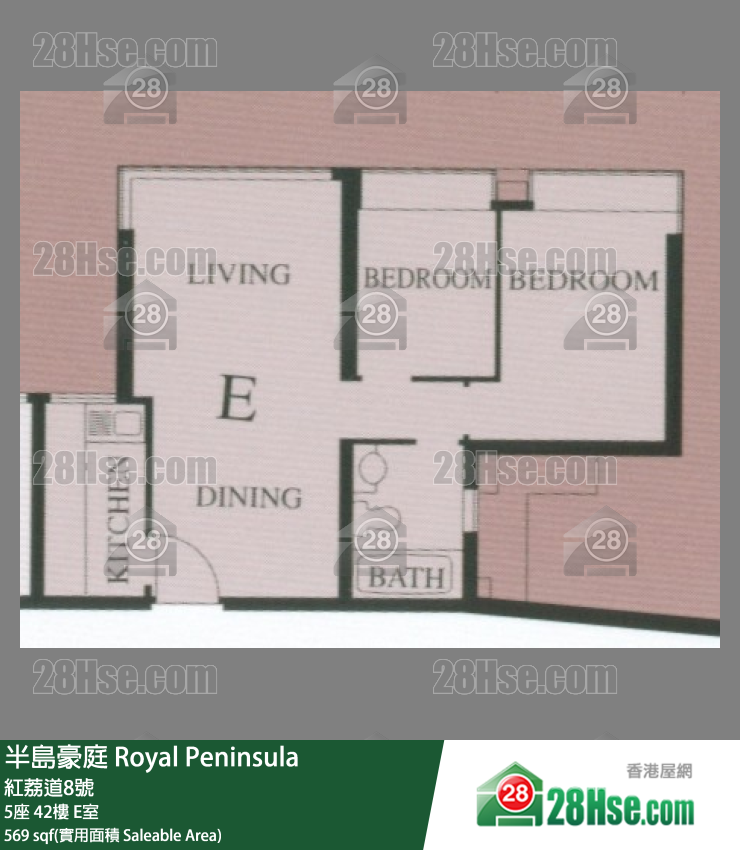 半島豪庭 5座42樓 E室 平面圖