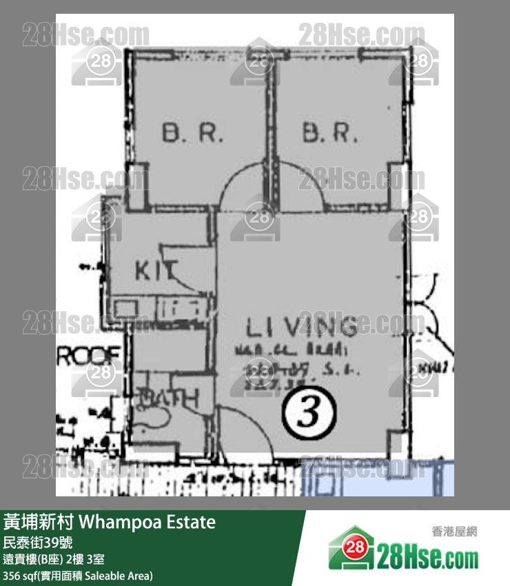黄埔新村 远贵楼(B座)2楼 3室 平面图