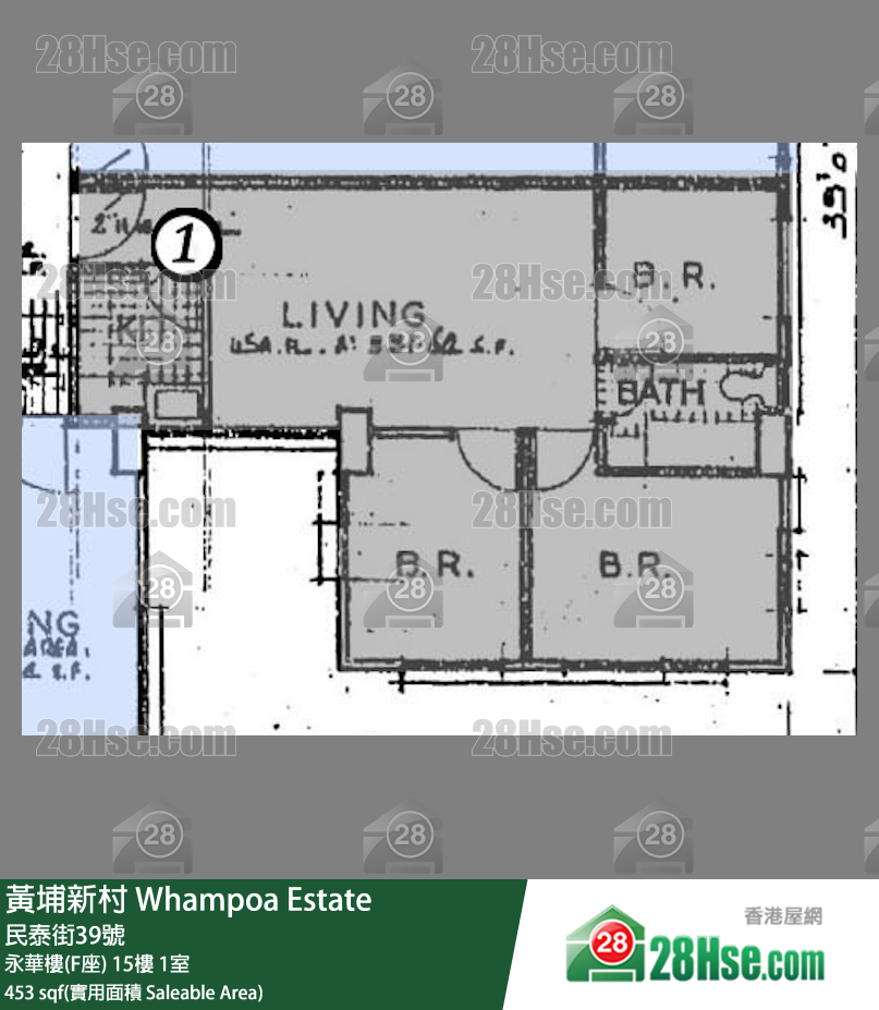 黄埔新村 永华楼(F座)15楼 1室 平面图