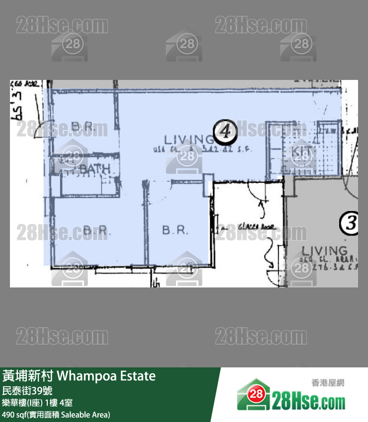 黄埔新村 乐华楼(I座)1楼 4室 平面图