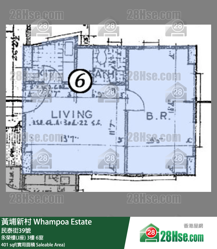 黄埔新村 永荣楼(J座)3楼 6室 平面图