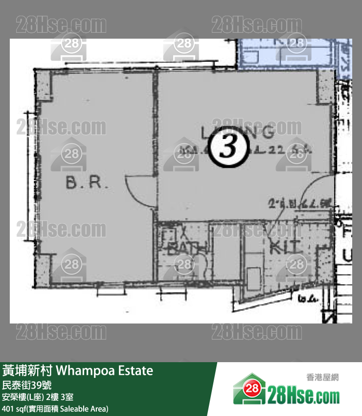 黄埔新村 安荣楼(L座)2楼 3室 平面图