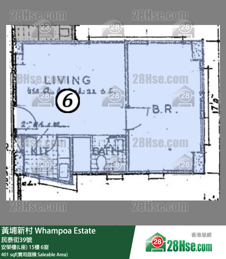 黄埔新村 安荣楼(L座)15楼 6室 平面图