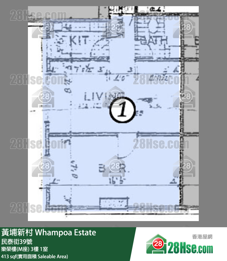 黄埔新村 乐荣楼(M座) 4楼 1室 平面图