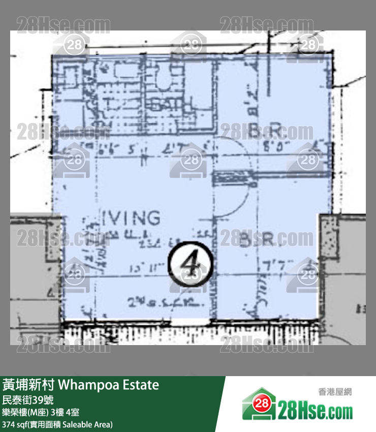 黄埔新村 乐荣楼(M座) 4楼 4室 平面图