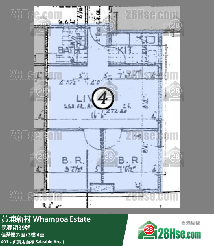 黄埔新村 佳荣楼(N座)3楼 4室 平面图
