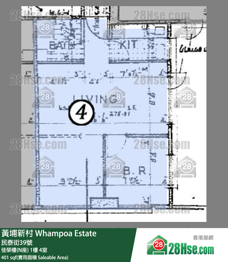 黄埔新村 佳荣楼(N座)1楼 4室 平面图