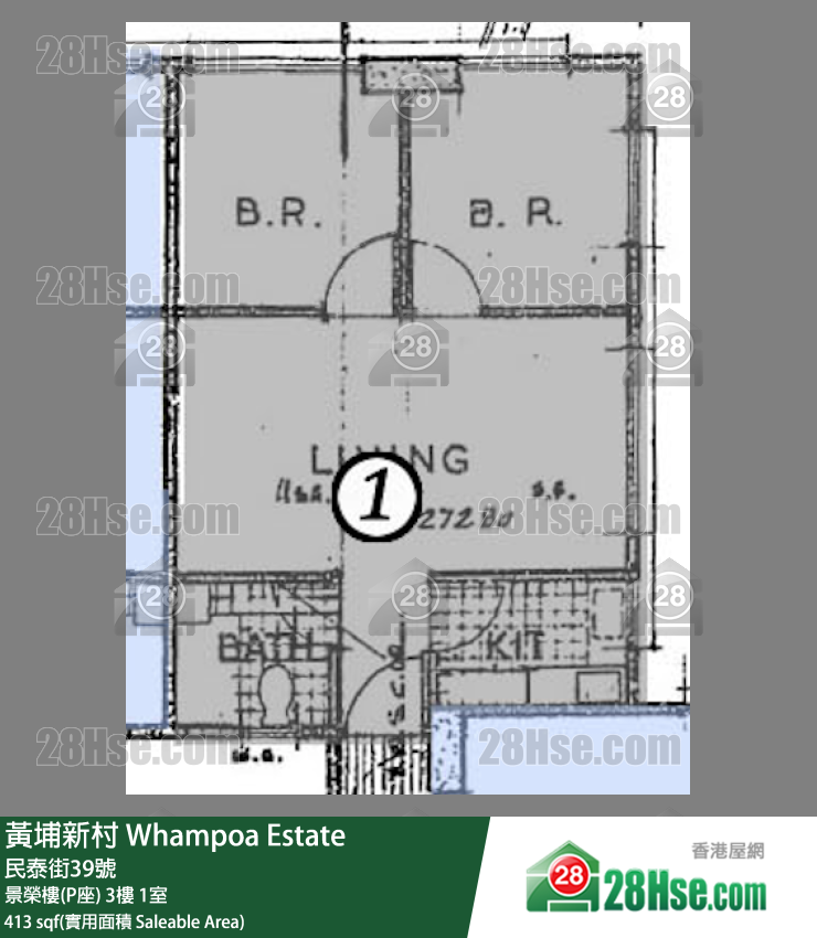 黄埔新村 景荣楼(P座)3楼 1室 平面图