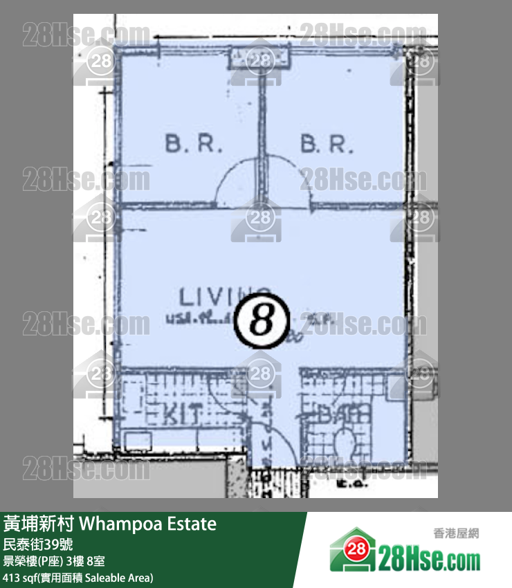 黄埔新村 景荣楼(P座)3楼 8室 平面图
