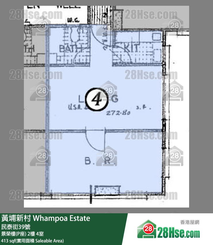 黄埔新村 景荣楼(P座)2楼 4室 平面图