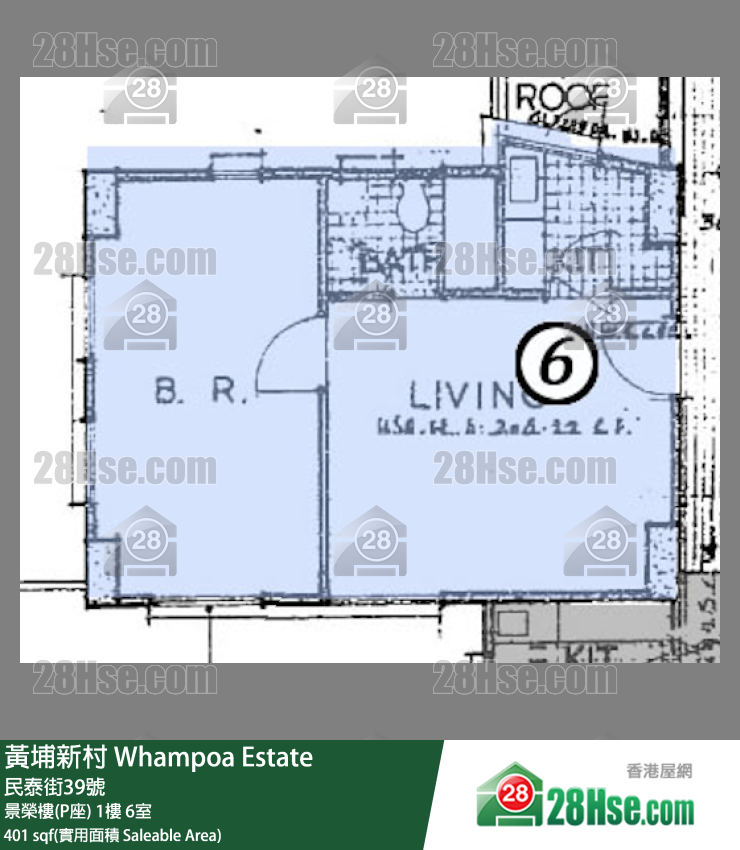 黄埔新村 景荣楼(P座)1楼 6室 平面图