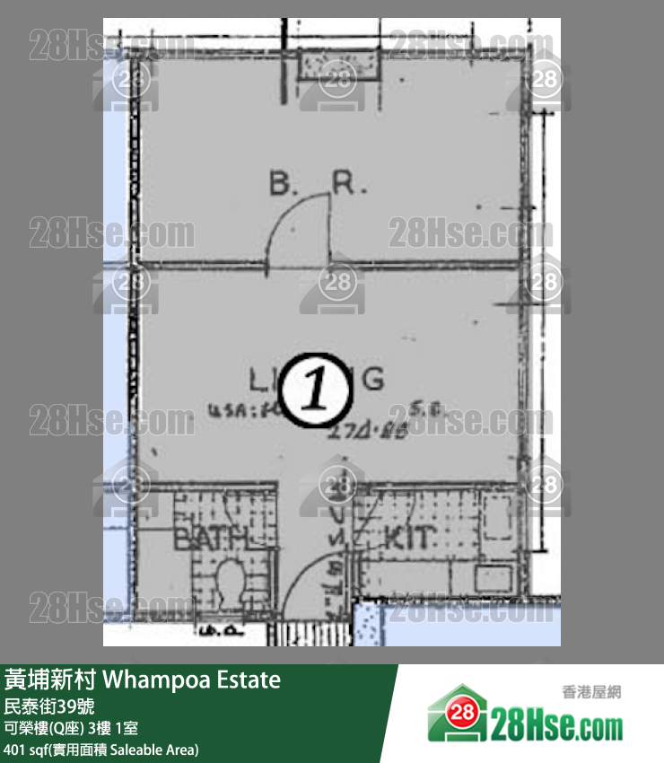 黄埔新村 可荣楼(Q座)3楼 1室 平面图