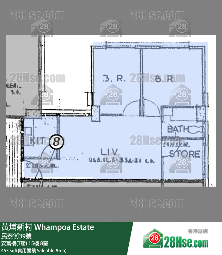 黄埔新村 安富楼(T座)15楼 8室 平面图