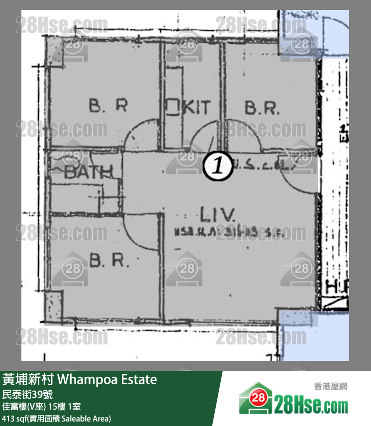 黄埔新村 佳富楼(V座)15楼 1室 平面图