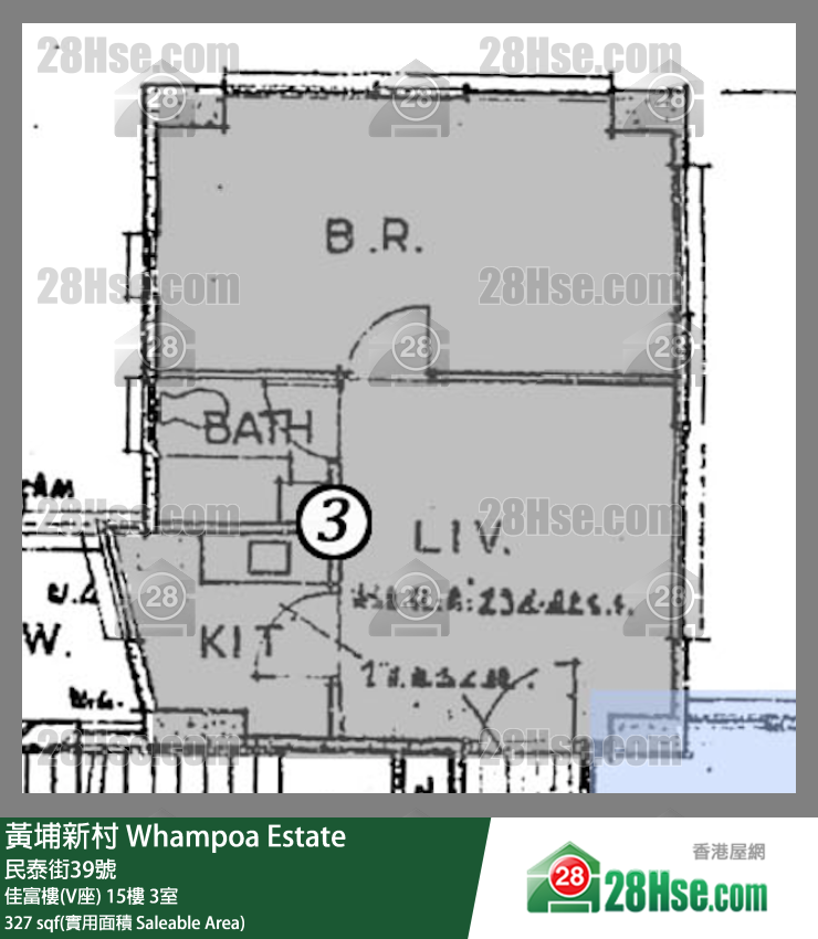 黄埔新村 佳富楼(V座)15楼 3室 平面图